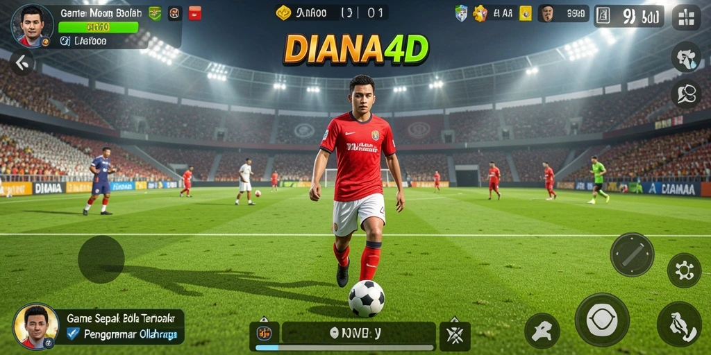 Tampilan gameplay DIANA4D yang mengasyikkan saat pertandingan sepak bola.