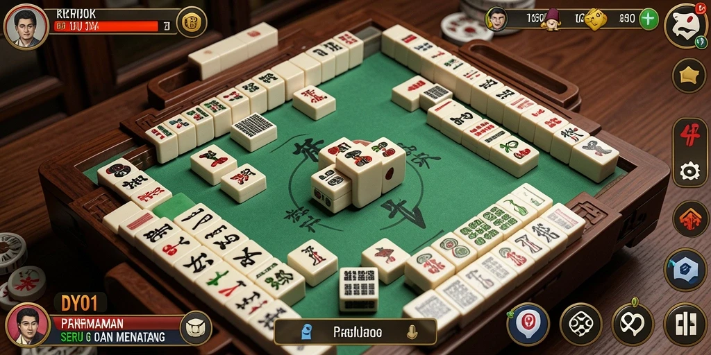 Screenshot DY01 menampilkan gameplay Mahjong yang seru dan menantang.