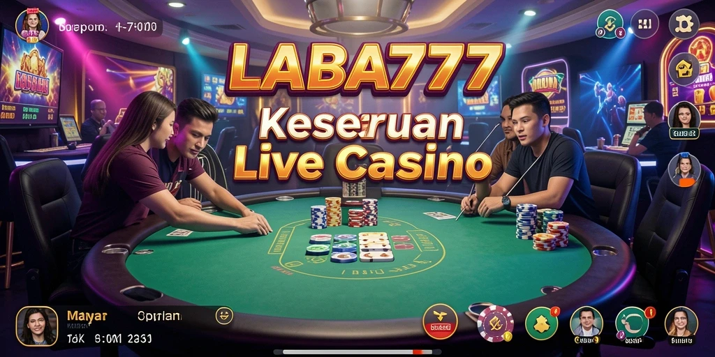 Screenshot gameplay LABA777 menampilkan dealer langsung dan suasana kasino yang mendebarkan.