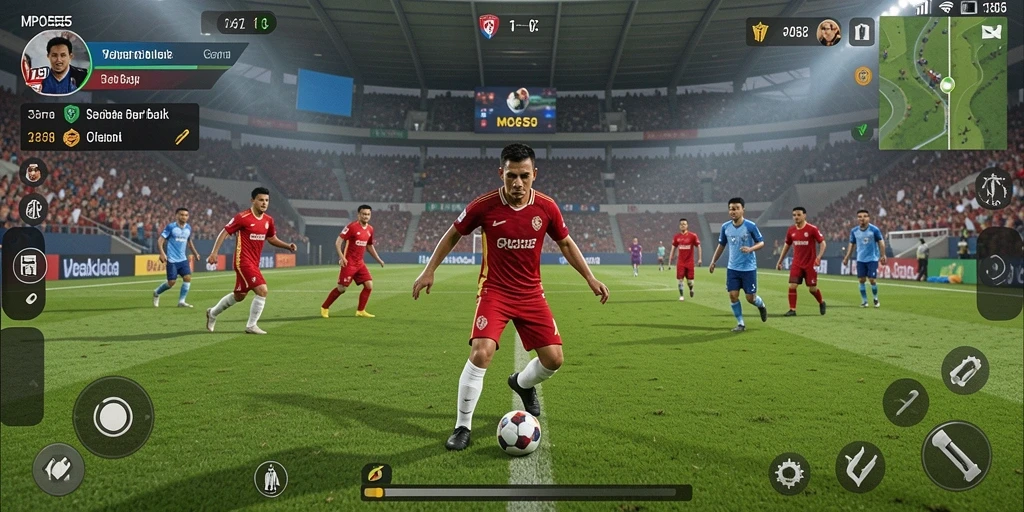 Screenshot MPO555 menampilkan aksi nyata di lapangan sepak bola.