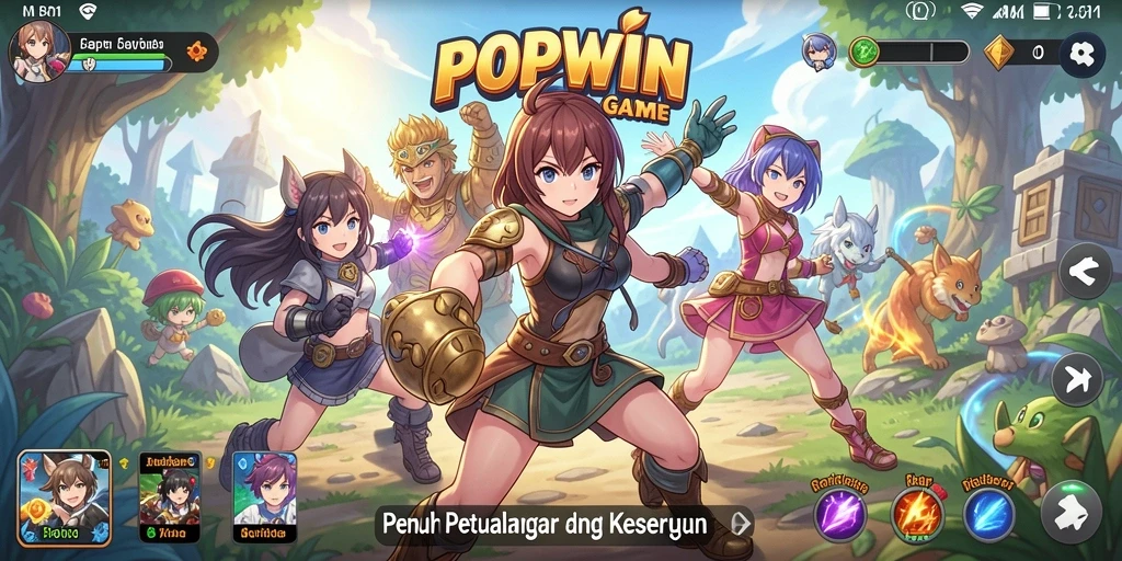Screenshot teratas menunjukkan karakter dalam aksi seru di dunia Anime.