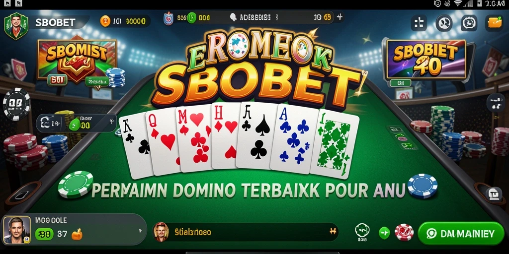 Tampilan seru dari gameplay domino di aplikasi SBOBET.