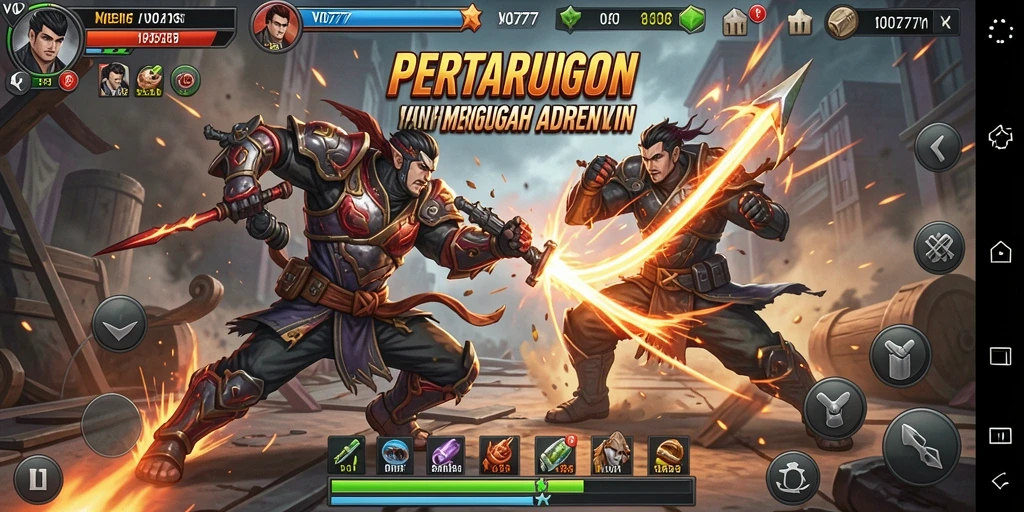 Tangkapan layar VO777 menampilkan aksi pertempuran yang intens.